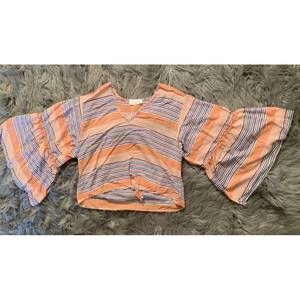 Lavender Fields Orange Casual Blouse Size Large